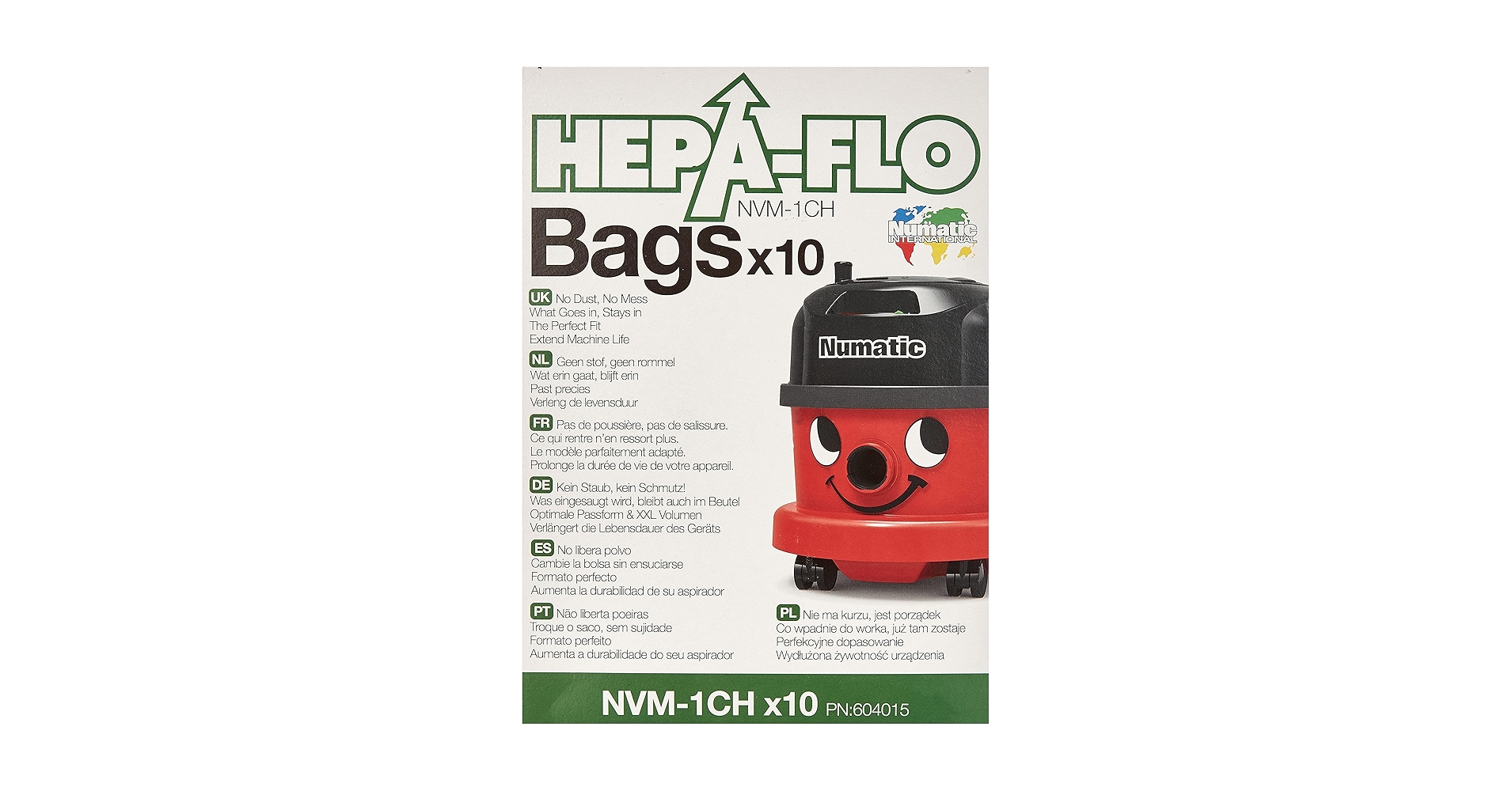 Numatic社　掃除機用ダストパック　HEPA-FLO NVM-1CH Amazon.com: Numatic NVM-1CH HepaFlo' Disposable Filter Bags